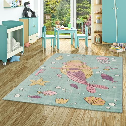 Pergamon Kinder Teppich Maui Kids Meerjungfrau Pastell Mintgrün in 5 Größen