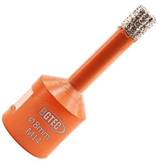 BGTEC Forets de Noyau de Diamant Sec pour Brique de Marbre en Céramique de Carreaux de Porcelaine avec Filetage M14 Diamètre 8mm