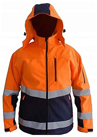 CONSORTE SNOW HAWK Softshell Arbeitsjacke isoliert Membran wasserdicht 3000 winddicht atmungsaktiv 3000 Kapuze Outdoor isoliert Hi-Vis Funktionale Winter Jacke herren reflektierende Damen Orange (XXL)
