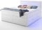 wonello Boxspringbett 180x200 mit Bettkasten und LED Beleuchtung - gemütliches Bett mit led Beleuchtung - Stauraumbett 180 x 200 cm weiß mit Matratze und Topper
