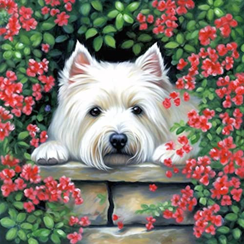 VAIIEYO DIY 5D Diamond Painting Hund, Diamant Painting Bilder Malerei Kits Tier, Malen Nach Zahlen Diamant Home Wand Decor Gemälde Kreuzstich Diamond Dekoration 35x35 cm