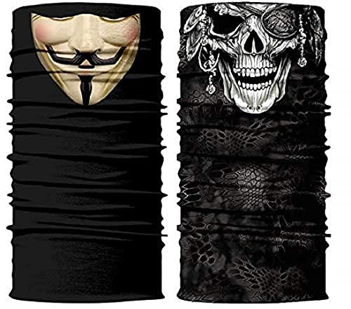 ShopINess Pack Multifunktions Schlauchschal - Vendetta + Piraten-Totenkopf