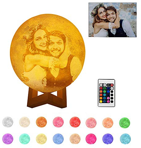 Kiko-ershaa Mondlampe personalisiert mit Foto & Text Benutzerdefinierte 3D-Mondlampen Mondscheinlampe für Kinderzimmer