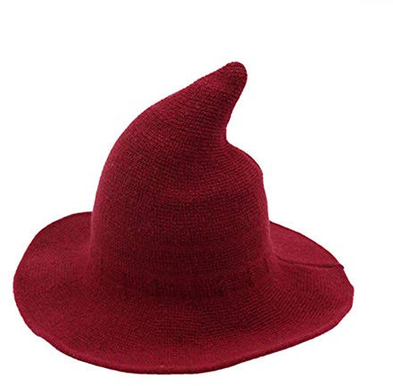 Zukmuk Unisex Hexenhut Mädchen Halloween Kostüm Hut Zauber Hut Damen Herren Zauberhut (Rot, ONE SIZE)