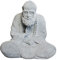 Buddha Figur Sitzend,Bodhidharma Buddha Statue Meditation Zen Skulptur Deko Wohnzimmer Garten Büro Terrasse Veranda,Innen Außen Feng Shui Dekoration,Steinfigur-Optik,Aus Sandstein(Grau),Klein