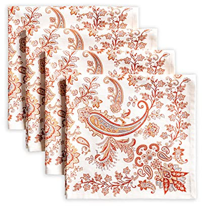 Maison d' Hermine Cachemire Lot de 4 Serviettes de Cuisine 100% Coton, Douces et Confortables pour dîners de Famille, dîners, Cocktails, Mariages, Thanksgiving, Noël (45cm x 45cm)