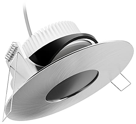 SSC-LUXon YOKU Bad Einbauspot rund Alu IP65 4W neutralweiß schwenkbar | Schwenkbarer Bad-Deckenspot rund silber gebürstet IP65 - dimmbar in 4 Stufen ohne Dimmer, neutralweiß, inkl. LED, für Bad
