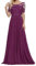 yhfshop Damen Abendkleid lang,Schulter-Kurzarm-Partykleid mit Spitzenapplikationen-Fuchsie_54,Damen Abendkleider Lang Ballkleider