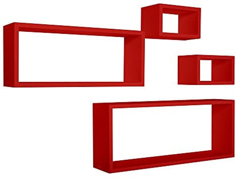 MODULARREDO | MERLINO 4er Set Wandregal, 75 x 30 cm, Rot