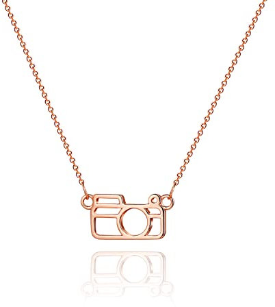 Tasiso 14K Gold Camera Pendant Necklace for Women Dainty Tiny Camera Chain Necklace Minimalist Photographer Jewelry Gift, Brass, No Gemstone