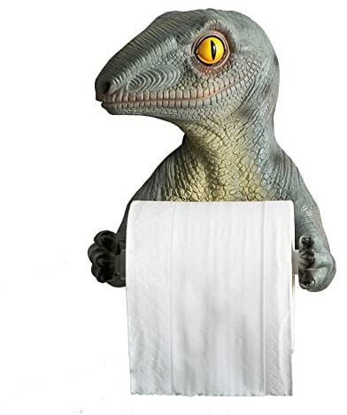 Banllis Dinosaurier Toilettenpapierhalter Wandhalterung, Badezimmer und Schlafzimmer Dekor Handtuchhalter, Dino Halterolle Toilettenpapier - 16,5 cm Kunststofffeder ohne Bohren