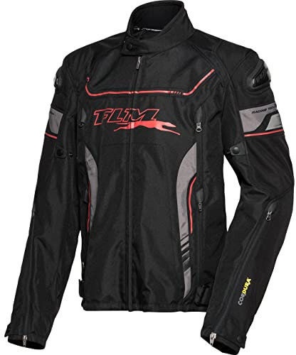 FLM Motorradjacke mit Protektoren Motorrad Jacke Octane Textiljacke schwarz/leuchtrot XXL, Herren, Sportler, Ganzjährig, Polyester