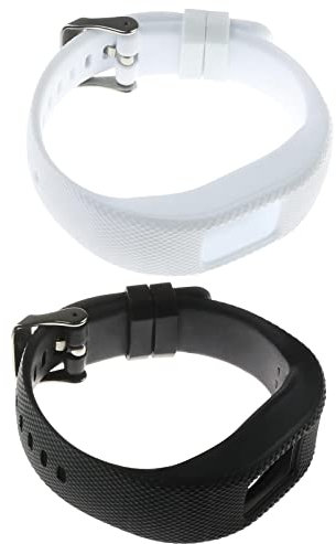 VGOL 2 Stück Uhrenarmband Ersatz kompatibel mit Vivofit 4 Uhrenarmband 155–220 mm 160–250 mm TPU Armband Ersatz in Schwarz Weiß, 155-220mm, Gummi