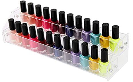 Gcroet Rack de Support d'organisateur de Vernis à Ongles en Acrylique Transparent, Porte-étagère à 2 Niveaux de Vernis à Ongles Transparent Support de Support, boîte de Rangement pour Vernis à