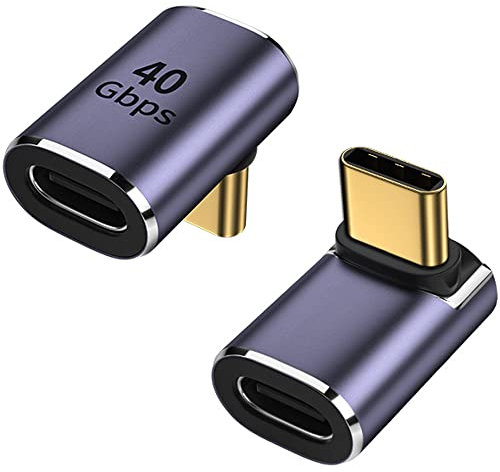 AuviPal 90 Grad rechtwinkliger USB-C-Stecker auf USB-C-Buchse-Adapter, Auf- und Abwärts -Adapter-Extender für Dampfdeck, Schalter, Notebook, PC, Tablet, Handy und mehr – 2 Stück