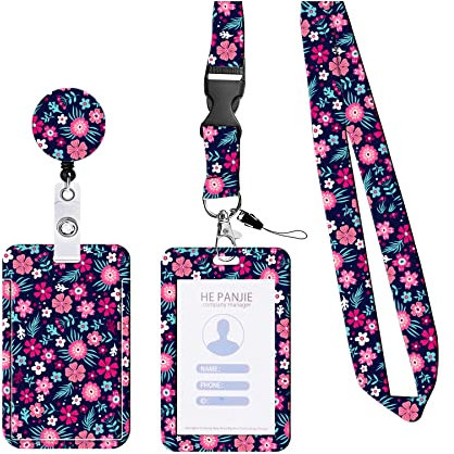 Porte Badge Infirmiere, DINGFENG Retractable Porte Badge Tour de Cou Porte Carte Tour de Cou, Avec Porte Cartes Porte Badge Enrouleur Neck Strap, Pour Carte D'Identité Carte Bus Porte Carte Les Clés