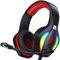 Fachixy FC100 Cuffie Gaming per PS4 PS5 PC Xbox Nintendo Switch, con Luce RGB, Microfono, Audio Stereo, Cancellazione Del Rumore con filo -Rosso