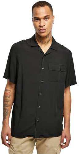 Urban Classics Herren Hemd Viscose Camp Shirt Black XXL