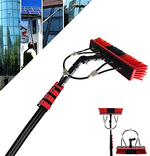30ft/9m kit pulizia pannelli fotovoltaici Asta per la Pulizia delle finestre Kit Palo Alimentato ad Acqua con Spatola Vetri 50cmTesta della spazzola kit spazzolone