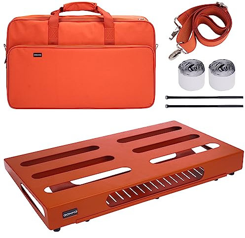 GOKKO Großes Gitarren-Pedalboard, 56 x 31,5 cm, mit Tragetasche, integrierter Halterung für die Stromversorgung (Orange)