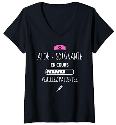 Cadeau futur aide soignante bientot aide soignante étudiante T-Shirt avec Col en V