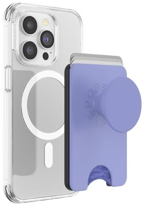 PopSockets Phone Wallet with Expanding Grip and Adapter Ring for MagSafe, Phone Card Holder, Wireless Charging Compatible, Wallet Compatible with MagSafe - Deep Periwinkle