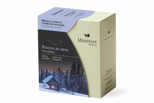 Meridiani® | Infuso Pera & Mirtillo con Meringhe | Mix di Frutta per Tisana | Pezzi di Pera in Foglie - (80 Gr) | Frutti di Bosco