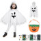 HIQE-FL Halloween Kinder Geister Kostüm,Umhang Gespenst,Geister Umhang Kinder Kostüm mit Kürbis Eimer,Kleinkinder Geister Kostüm,Kinder Halloween Geist Umhang,für Halloween Süßes Oder Saures, Schwarz