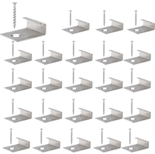 50 Stück WPC Befestigungsclips,Endklammer Decking Versteckt Anlasser Clips aus Edelstahl Versteckte Starter Befestigung Board Clip mit Selbstschneidender Schraube (Silber, 7mm)