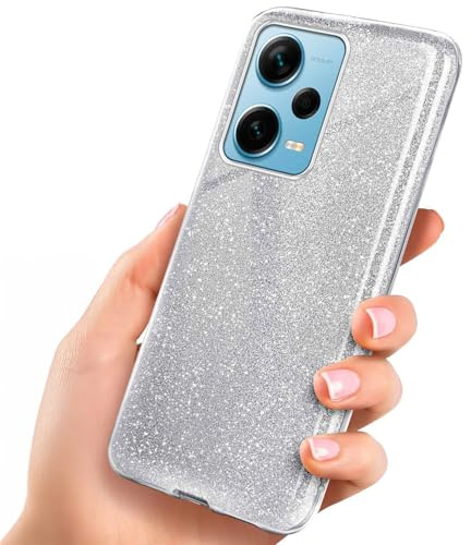 ONEFLOW Glitter Case für Redmi Note 12 Pro+ 5G Glitzer Handyhülle mit Kameraschutz, Stylische Hülle Glitzernd, Dünne TPU Schutzhülle für Damen, Glitzerhülle Qi kompatibel, Silber