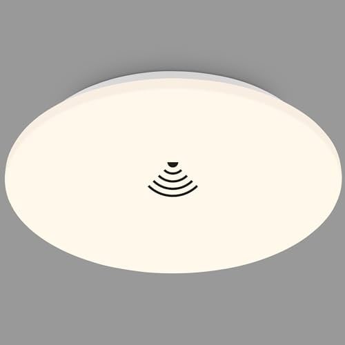 BRILONER – LED Deckenleuchte mit Bewegungsmelder, warmweißes Licht, Deckenlampe, Lampe 24W, 2600 Lumen, 350x60 mm (DxH), weiß