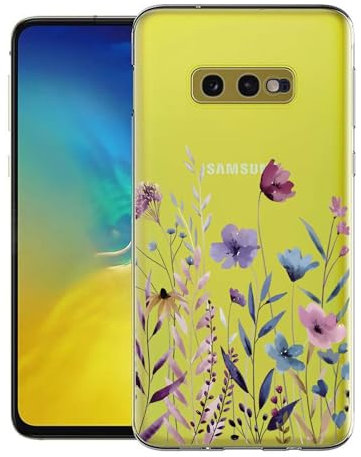 Kaywzo Hülle für Samsung Galaxy S10e,Transparent TPU Handyhülle mit Gemälde Blume Muster,Ultradünn Stoßfester Schutzhülle,Schön Silikon Cover Case-4