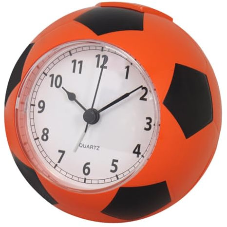 Ekakashop Fußballwecker Wecker Lautlos Ohne Ticken Kleine Tischuhr Analog für Nachttisch Schlafzimmer Büro 4.53 * 4.33 * 3.94in Orange