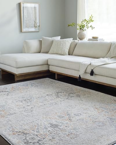 Livabliss Sicily Vintage – Area Carpet 160x220 cm for Living Room, Hallway, Bedroom – Chic Neutral Scandi Style, Traditional Boho Design, Natural Easy Care Pile, Large Carpet in Charcoal, Amber, Blue