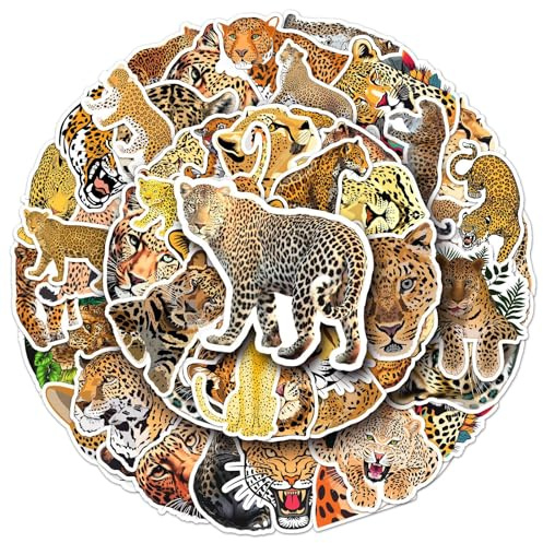 50 Stück Cheetah Aufkleber Auto Laptop Telefon Gitarre Skateboard Motorrad Fahrrad Tiere Cheetah Stickers Set Vinyl Wasserdicht Aesthetic Aufkleber für Jugendliche Kinder Erwachsene