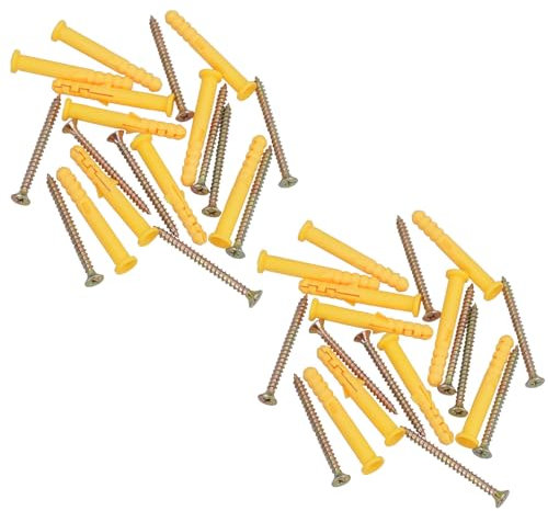 5 x 60mm Countersunk Screws and Wall Raw Plugs for Wood Concrete Brick 40pc