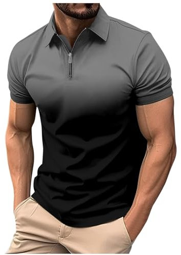 Mens Zip Henley T-Shirt Deer Head Embroidery Tennis Short Sleeve Top Regular Slim Fit 3XL Polo Shirts for Men UK Mens Thermal Long Sleeve Running top Denim Vest Mens Biker