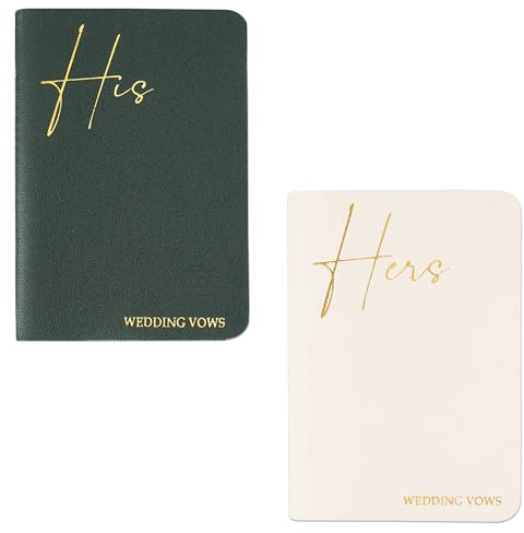 Czzmy 2 Stück Gelübdebücher für Hochzeitsgelübde,Heft für Sie und Ihn, Hochzeitsgeschenk, Goldfolie, 12 Seiten(2-Grün Weiß)