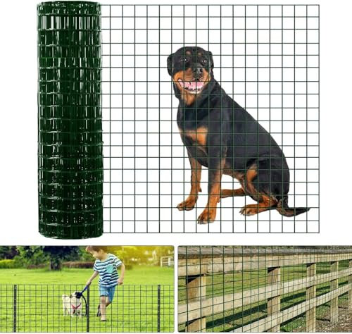 Zylota Wire Mesh Fencing 1M X 25M,PVC Coated Welded Wire Fence,100 x 70mm Mesh Size, Garden Chicken Wire Fencing Mesh Roll for Yard Vegetable Plant Protection Poultry Netting,Green