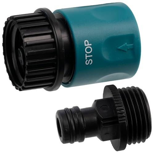 AERZETIX - C77198 - Ensemble kit de connecteur Adaptateur Rapide avec arrêt d'eau à Visser 3/4'' Filetage intérieur + raccord Rapide Nez de Robinet mâle 3/4 pour Tuyau d'arrosage - en Plastique