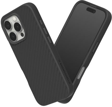 RHINOSHIELD SolidSuit Case Compatible with [iPhone 16 Pro Max] | Shock Absorbent Slim Design Protective Cover with Premium Matte Finish, Camera Control Cutout Design - Carbon Fiber-Black
