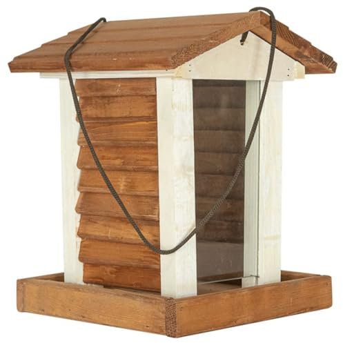 ITA Vogelfutterhaus Leckerbissen 20x20x26,5 cm aus Holz - Vogelhaus zum Aufhängen - Vogelfutterspender für Wildvögel - Wetterfest, Stabil, Robust - Vogelfutterstation mit Fenster aus Acrylglas
