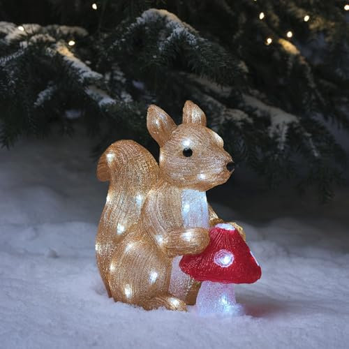 Lights4fun 32cm LED Acryl Eichhörnchen Figur innen und außen Weihnachtsfigur Weihnachtsdeko Weihnachtsbeleuchtung Außen Gartendeko