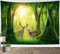 LB Wandteppich Grüner Wald Wandtuch Niedliche Hirsche in Bäumen Wandbehang Märchenhafte Naturszenerie Tapisserie für Wohnzimmer Schlafzimmer Wohnheim Wanddeko,150x130cm