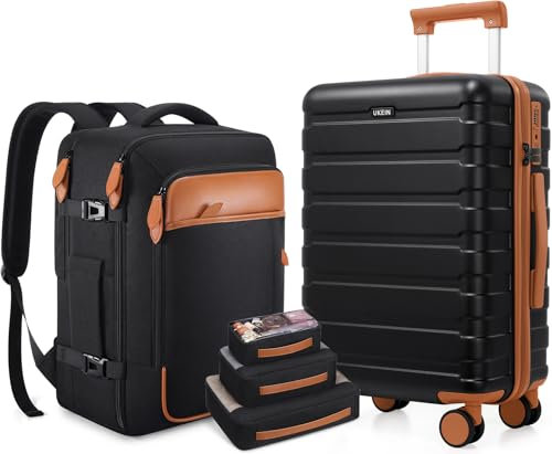 Roadcheer Gepäck-Sets Trolley Koffer Reisekoffer aus Polycarbonat Hartschalen mit 4 Rollen & TSA-Schloss | 1 Reiserucksack, 3 Kulturbeutel ‌und 1 Schuhbeutel