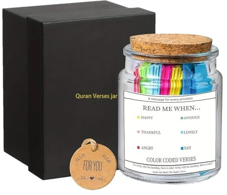 Yulokdwi Koranvers Jar, Koran-Dankbarkeitsglas Für Positive Stimmung, Gebetsflasche Für Spirituellen Trost, Gebetsflasche Mit Trostversen Und Emotionalen Bibelkarten, Geschenk Für Frauen Und Männer