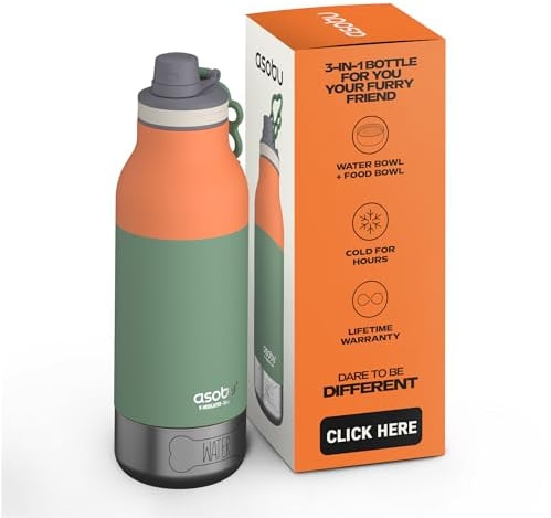 ASOBU Buddy Pastel Green 1L Trinkflasche perfekt für diejenigen, die gerne jedes Abenteuer mit ihrem Vierbeiner teilen.