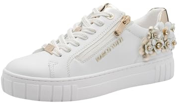 Marco Tozzi Damen Sneaker weiches Feel Me Wechselfußbett weiches Innenfutter Modern, weiß (White Comb), 39 EU