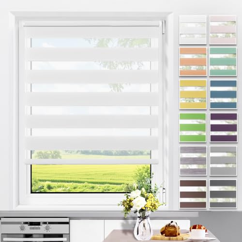 Allesin Doppelrollo Klemmfix ohne Bohren & mit Bohren, Duo Rollos für Fenster und Tür, Klemmrollo Fensterrollo lichtdurchlässig Sichtschutz, B50 x H130cm (Stoffbreite 50cm) Weiß
