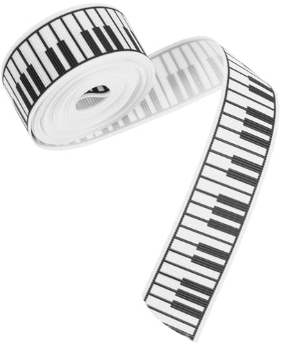Milisten Black and White Printed Piano Ribbon Musical Craft Ribbon for Birthday Wrapping and Christmas Party Decorations